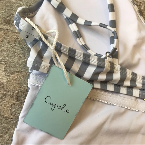 NWT CUPSHE Gray Stripe Monokini - Picture 7 of 10